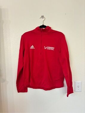 adidas Red Half-Zip Basketball Pullover